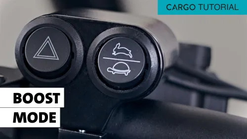 Close-up of the speed buttons on the handlebars of the PACK.