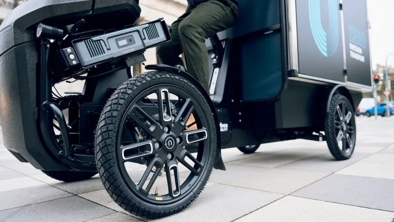 Technical close-up of eCargo Bike front